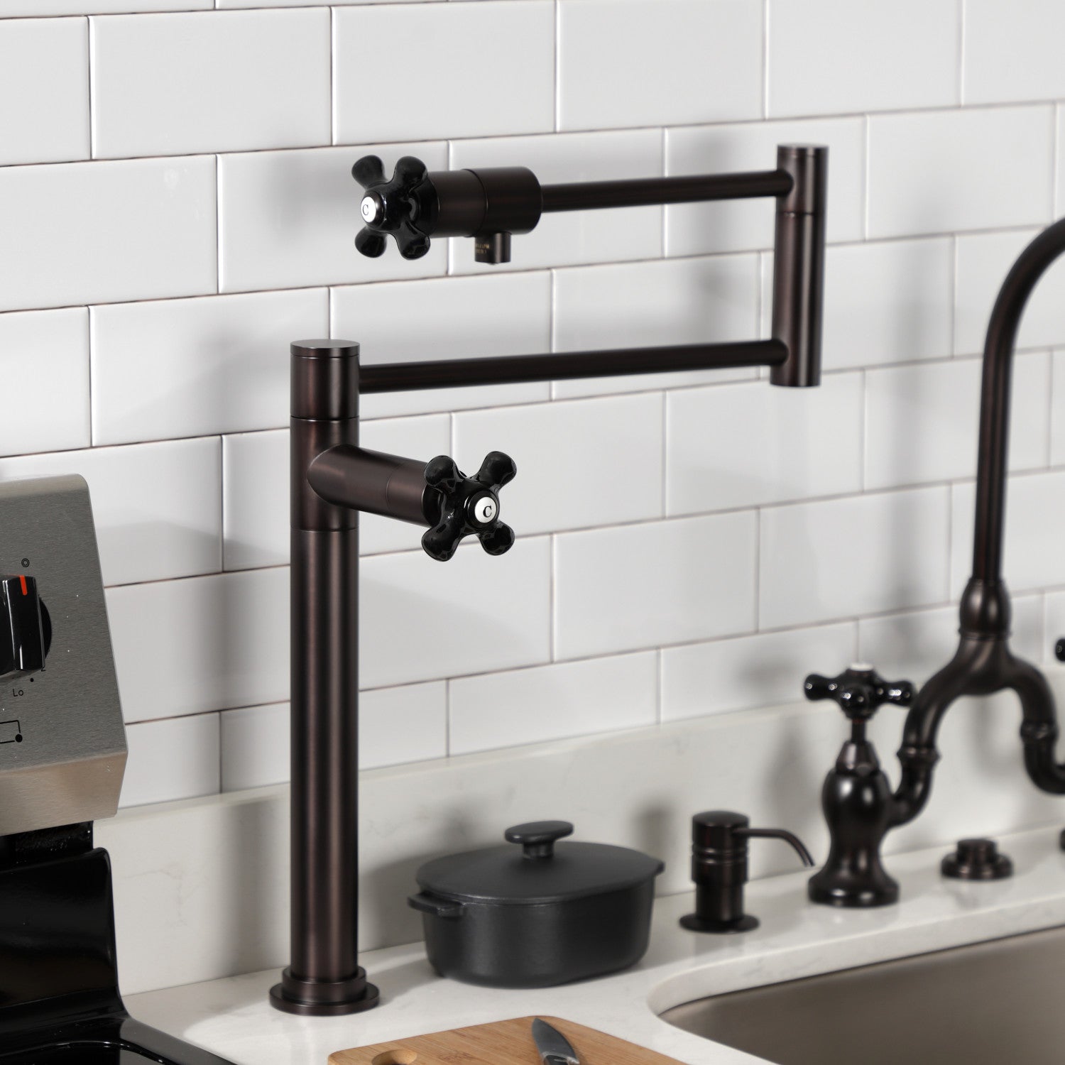 Kingston Tulare KS4705PKX - Duchess Two-Handle 1-Hole Deck Mount Pot Filler Faucet, Oil Rubbed Bronze — image 1